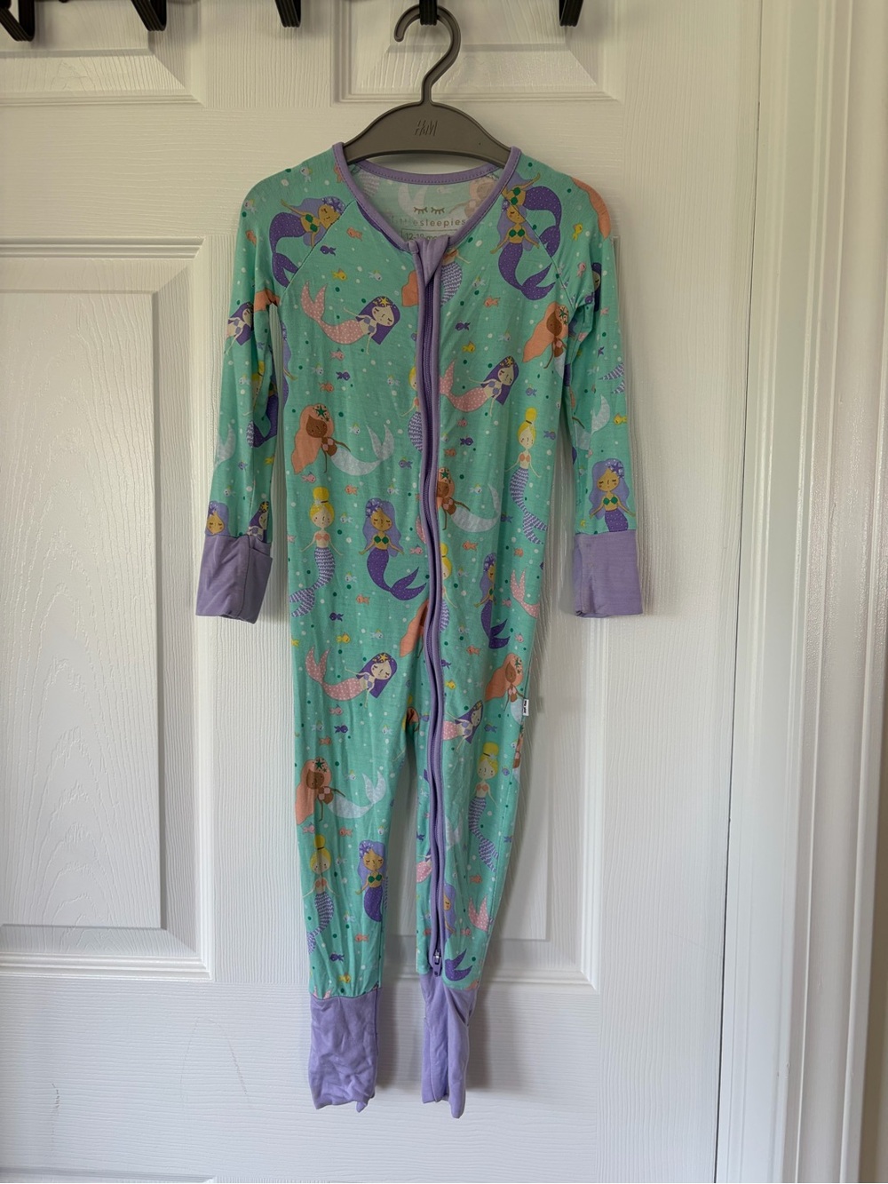 Little Sleepies Mint Mermaid Footed One-Piece with Lavender Trim